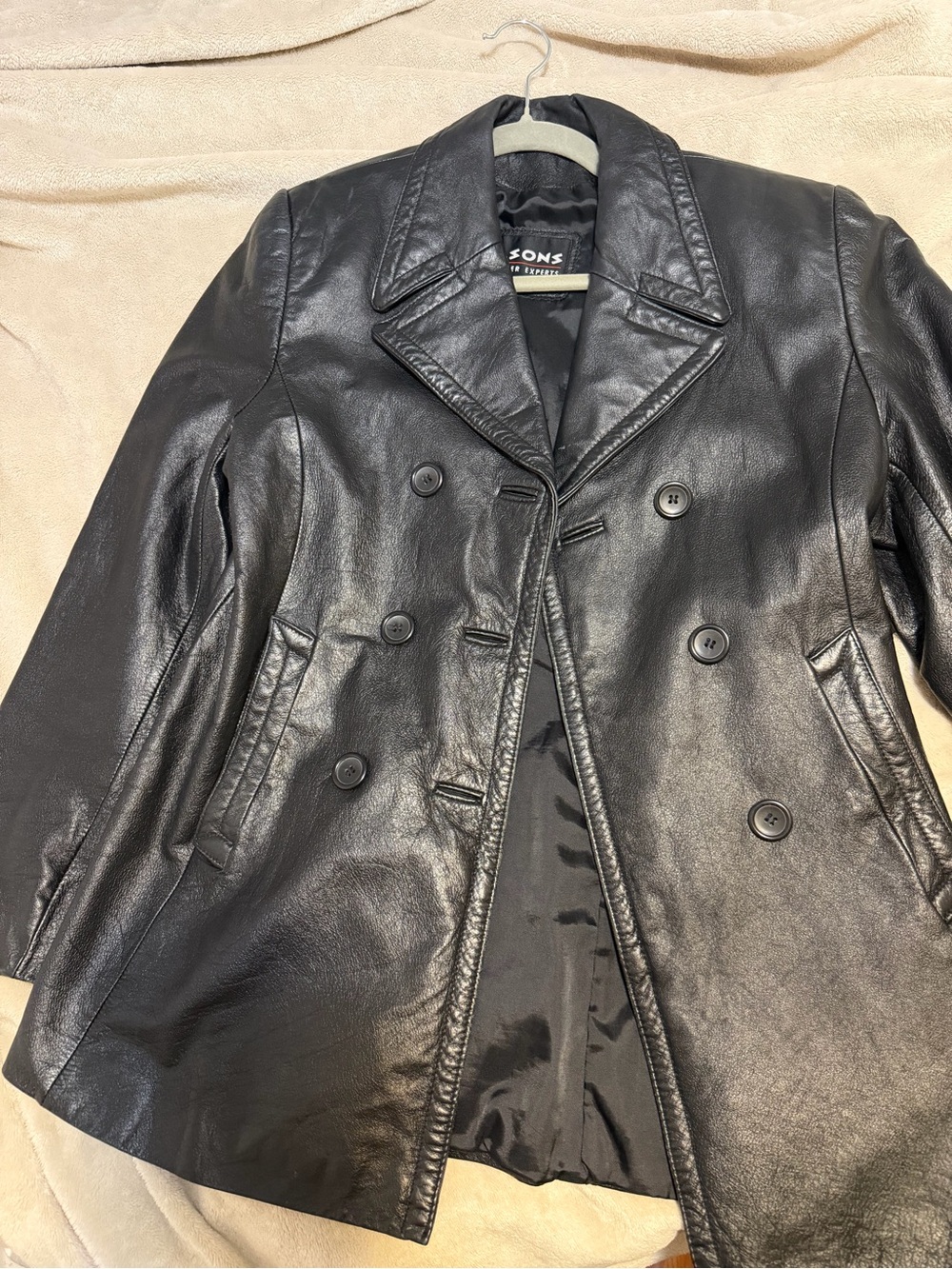 Wilson Black Double-Breasted Leather Blazer - Picture 3 of 6